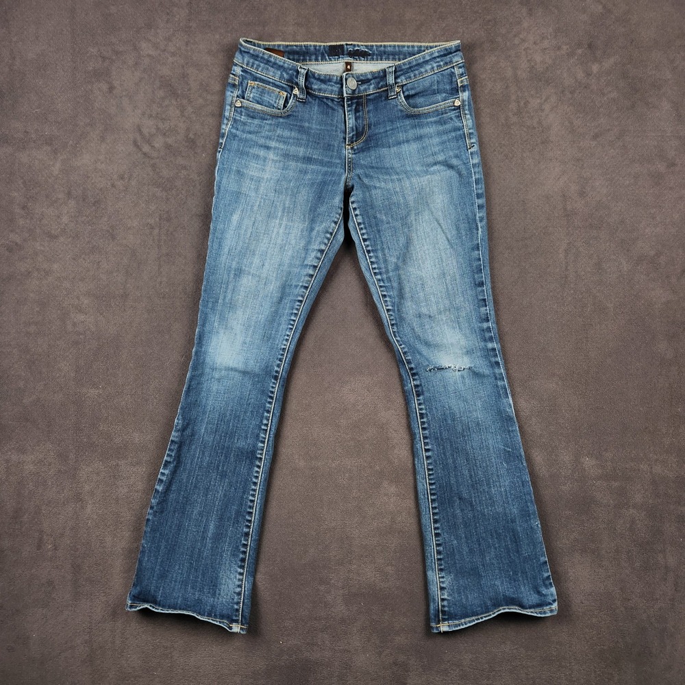 KUT From The Kloth Bootcut Jeans Womens 4 Blue‎ Wash Ripped Distressed Denim